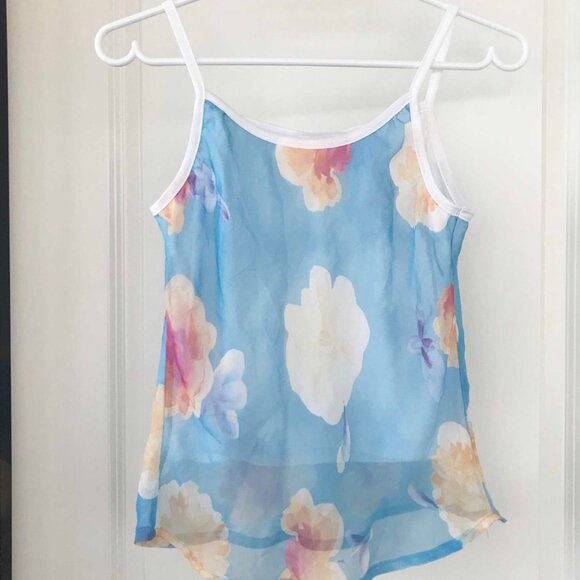 Y2K floral mesh cami top in baby blue - Picture 3 of 5
